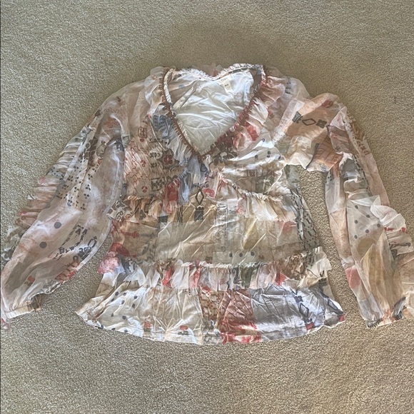 Floral Patchwork Ruffle Blouse - Picture 2 of 2